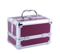 P9IDEDFH Makeup Professional Adjustable - 4 Trays Cosmetic Cases Makeup Storage Box with Lock and Compartments,23x15x16cm,Gray, Red