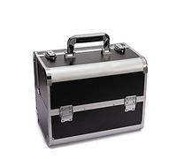 P9IDEDFH Makeup Professional Adjustable - 4 Trays Cosmetic Cases Makeup Storage Box with Lock and Compartments,32x21x26cm,2 (black2)