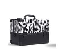 P9IDEDFH Makeup Professional Adjustable - 6 Trays Cosmetic Cases Makeup Storage Box Lock+1 Shoulder Strap, 36 x 18.5 x 24.5 cm, A (A)