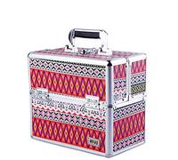 P9IDEDFH Makeup Professional Adjustable - 6 Trays Cosmetic Cases Makeup Storage Box with Lock and Compartments,29x17x36cm,Red, Blue