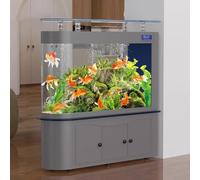 PA-DABAOO 68 Gallon Aquarium Fish Tank,LCD Screen,Large Glass Fishbowl,Bottom Filtration,Heavy Duty Glass Aquarium Kit,Ultra-High-Definition Glass,Screen Display Fish Tan,B