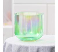 PA-DABAOO 7 Inch B Note Alchemy Singing Bowl Gradient Green, Cosmic Light Clear Quartz Crystal Singing Bowl, Chakra Crystal Singing Bowl for Prayer Yog,C