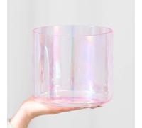 PA-DABAOO 7 Inch B Note Alchemy Singing Bowl Gradient Green, Cosmic Light Clear Quartz Crystal Singing Bowl, Chakra Crystal Singing Bowl for Prayer Yog,E