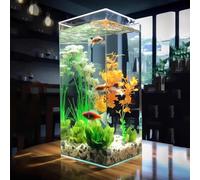 PA-DABAOO Acrylic Fish Tank,Clear Rimless Aquarium Tanks,Multiple Size Options,Modern Compact Tank for Display,360° Exhibition,DIY Decoration,Suitable for Fish Lovers,L
