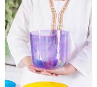 PA-DABAOO Colored Quartz Crystal Singing Bowl, Meditation Sound Bowl, Sound Healing Singing Bowl, Heart Chakra Crystal Singing Bowl for Meditation, Yoga And Sound Bath,7 inch B note