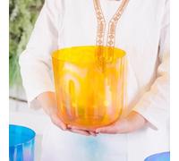 PA-DABAOO Colored Quartz Crystal Singing Bowl, Meditation Sound Bowl, Sound Healing Singing Bowl, Heart Chakra Crystal Singing Bowl for Meditation, Yoga And Sound Bath,8 inch E note
