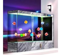 PA-DABAOO Fish Tank 76Gal LED Aquarium Kit,Hidden Oxygenation,Luxury Large Glass Fish Tank,Touch Screen,Large Glass Fishbowl,One-Touch Drainage with Storage Space,F