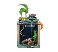PA-DABAOO Fountain Fish Tank,with Water Pump & LED Light & Filter,Desktop Mini Fish Bowl,Indoor & Outdoor Mini Pond Waterfall,Fish Tank Aquarium,Office Water Feature,A
