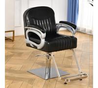 PA-DABAOO Hair Chair with Wide Seat &Footrest,Barber Chairs 360 Degrees Rolling Swivel,Hydraulic Styling Salon Chair,Heavy Duty Metal Vintage Styling Chair,Black