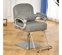 PA-DABAOO Hair Chair with Wide Seat &Footrest,Barber Chairs 360 Degrees Rolling Swivel,Hydraulic Styling Salon Chair,Heavy Duty Metal Vintage Styling Chair,Gray