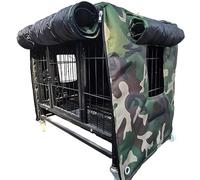 PA-DABAOO Heavy Duty Dog Crate Cover for Wire Crates,Windproof Pet Cage Cover Yard Decoration,Privacy Dog Cage Covers with Roll-Up Front Door,Oxford Cloth,5XL