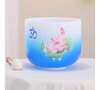 PA-DABAOO Lotus Design Crystal Singing Bowl, 6 Inch C Note Quartz Crystal Singing Bowl, Frosted Meditation Sound Bowl with Rubber Rod And Washer for Meditation Yoga Mindfulness
