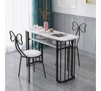 PA-DABAOO Marbling Texture Manicure Table,Professional Manicura Work Station, Nail Desk with Storage Open Shelf, Multipurpose Spa Beauty Salon Station,Sturdy Metal Frame,C