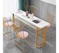 PA-DABAOO Marbling Texture Manicure Table,Professional Manicura Work Station, Nail Desk with Storage Open Shelf, Multipurpose Spa Beauty Salon Station,Sturdy Metal Frame,A