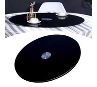 PA-DABAOO Modern Tempered Glass Lazy Susan Turntable,Black Large Rotating Serving Tray for Dining Table,Table Top Centerpiece Rotating Tray,Easy To Share Food,88CM/34.65in