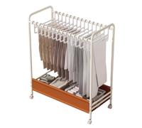 PA-DABAOO Pants Hangers with Wheels & Bottom Basket,Pants Rack Trolley,15 Hangers,Freestanding Rolling Pant Storage Cart,Wardrobe Organizer Rack for Pants/Scarf/Towel,Orange
