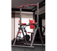 PA-DABAOO Power Tower Pull Up Dip Station Foldable,Home Gym Strength Training Equipment,7-Level Height Adjustment,Multi-Function Assistive Trainer for Muscle Building/Beginner Exercises,B