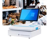 PA-DABAOO Professional Cash Register,All-in-One Cash Register with Customer Display,15.6" Touch Screen Monitor,I5 CPU, Cash Drawer, 58Mm Printer,Multi-Function Interface,White