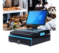 PA-DABAOO Professional Cash Register,All-in-One Cash Register with Customer Display,15.6" Touch Screen Monitor,I5 CPU, Cash Drawer, 58Mm Printer,Multi-Function Interface,Blue