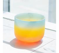 PA-DABAOO Rainbow Frosted Crystal Singing Bowl, Quartz Crystal Singing Bowl, E Note Solar Plexus Chakra Crystal Singing Bowl for Mindfulness Meditation,8inch Style A