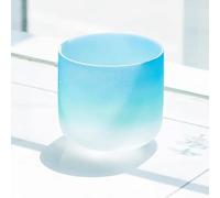 PA-DABAOO Rainbow Frosted Crystal Singing Bowl, Quartz Crystal Singing Bowl, E Note Solar Plexus Chakra Crystal Singing Bowl for Mindfulness Meditation,10inch Style F