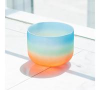 PA-DABAOO Rainbow Frosted Crystal Singing Bowl, Quartz Crystal Singing Bowl, E Note Solar Plexus Chakra Crystal Singing Bowl for Mindfulness Meditation,8inch Style B