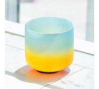 PA-DABAOO Rainbow Frosted Crystal Singing Bowl, Quartz Crystal Singing Bowl, E Note Solar Plexus Chakra Crystal Singing Bowl for Mindfulness Meditation,10inch Style E