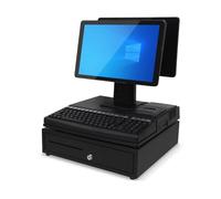 PA-DABAOO Smart Cash Register POS System with Dual Screen,All-in-One Cash Register Built-in Receipt Printer,15.6 Inch Touch Screen POS Systems,Keyboard & Drawer,Black