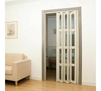 PA-DABAOO White Retractable Sliding Door,Bathroom Accordion Door 80In High,Heart-Shaped Pattern,Heavy-Duty Space-Saving Bi Fold Doors for Closet, with Handles & Lock,79x80in(200.7x203.2CM)