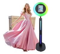 PAAFNN Portable Photo Booth Compatible with IPad Photo Booth with APP Control,Remote Control,iPad Photo Booth Stand Machine for iPad with Honeycomb Box (Black, Photo Booth)