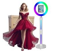 PAAFNN Portable Photo Booth Compatible with IPad Photo Booth with APP Control,Remote Control,iPad Photo Booth Stand Machine for iPad with Honeycomb Box (White, Photo Booth)