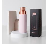 PAANI Pure Copper Water Bottle for Drinking 900ml with Grip Sleeve - Pure Copper Water Flask | Leakproof & Reusable Metal Water Bottle - Ayurvedic Travel Waterbottle for Gym & Yoga - Pink