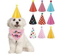 Paaruter 10 Set of Dog Birthday Bandana with Cute Doggie Birthday Party Hat