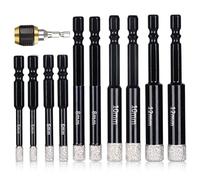 Paaruter 11Pcs Diamond Drill Bits Set for Ceramic Marble Tile Stone Glass Porcelain Hard Materials for Core Fast Dry Drilling