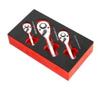 Paaruter 1Set 72-Tooth Quick Socket Ratchet Wrench Large, Medium and Small Flying Two-Way Horn Short Handle Mini Auto Repair Wrench Silver&Black