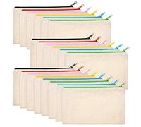 Paaruter 20 Pcs Canvas Cosmetic Bag Multifunctional Cosmetic Bag Travel Cosmetic Bag Pen Coin Bag Blank DIY Bag