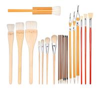 Paaruter 20 Pcs Glaze Brushes for Pottery Wool Bristle Art Paintbrushes for Acrylic Blending Watercolor for Artists Students