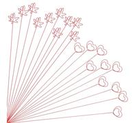 Paaruter 20 Pcs Gold Flower Card Holder Sticks, 12 Inch Metal Wire Floral Picks, Gold Flower Pick Card Holder,Heart, Maple Leaf