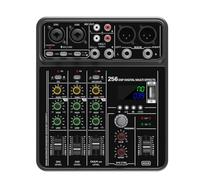 Paaruter 4 Channel Audio Mixer with USB Bluetooth 48V Phantom Power Studio Sound Mixer DJ Console for Karaoke