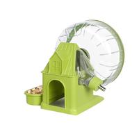 Paaruter 4 in 1 Quiet Hamster Exercise Wheel, Multi Functional Hamster House with Running Wheel, Water Bottle, Food Bowl Green