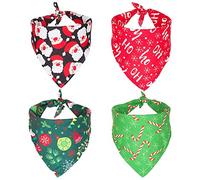 Paaruter 4 Pack Dog Bandana Christmas Pet Scarf Triple-cornered Bibs Kerchief Set Pet Costume Accessories Decoration for Pets
