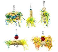 Paaruter 5Pcs Bird Parrot Shredding Toys Chewing Foraging Hanging Cage Paper Strings Wire Drawing Ball Toys Relieve Boredom