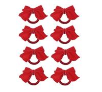 Paaruter 8 Red Bow Napkin Holder Rings, Velvet Bow Xmas Napkin Holder Buckle Table Decoration for Christmas Holiday Party Dinner Easy to Use