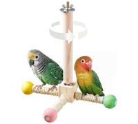 Paaruter Bird Stand Perch Toy,Interactive Parakeet Toys,Wooden Exercise Wheel Parrot Toy, Enrichment Cockatiel Toy for Birds Cage