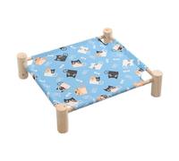Paaruter Cat and Dog Hammock Bed Wooden Cat Hammock Elevated Cooling Bed Detachable Portable Indoor Outdoor Pet Bed Suitable I