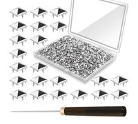Paaruter for Crafts, for Clothing, for Leather Crafting- 1300PCS 10 mm Silver Pyramid Studs, Four-Jaw Square Metal Spike Sturdy Pieces