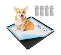 Paaruter For Training Dog Pee Pad Holder-Silicone Puppy Potty Tray with High Edge and 4 Clamps, Fits Up to 24x24inch Pads