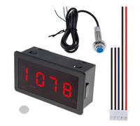 Paaruter RPM Speed Meter 4 Digital LED Display Tachometer LED 4 Digital Tachometer Gauge RPM Speed Meter for Motor High with Hall Proximity Switch Sensor
