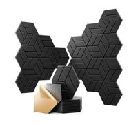Paaruter Self-Adhesive Acoustic Panels Hexagonal Soundproof Wall Panels Sound Panels for Home Studio Office Black
