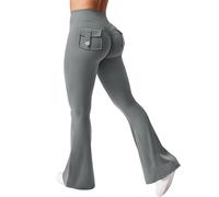 Paaruter Sports Tights Fitness Pants Flared Yoga Pants Light Gray L